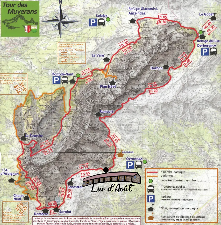 Carte du parcours du tour des Muverans
